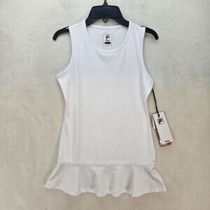 FILA GIRLS MEDIUM WHITE TENNIS DRESS NWT RHINESTONE LOGO TG018413
